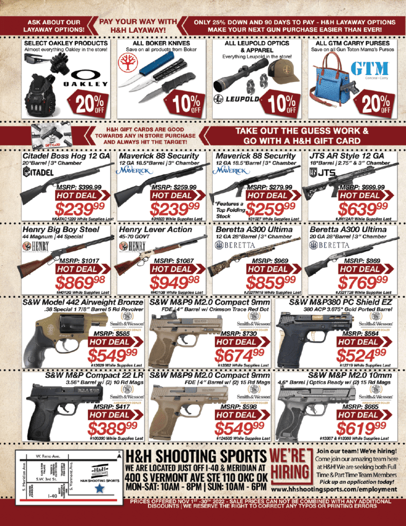 Nov 22 Sales Event H&H Shooting Sports