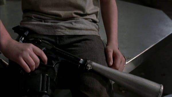 Andrea carrying the Beretta in "Made to Suffer" Gun in a Scene