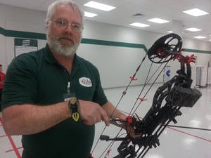 Photo - 
Steve Levering, manager of the archery department at H&H Shooting Sports. Photo By Ed Godfrey, The Oklahoman
 <strong>

</strong>